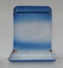ancien égouttoir à ustensiles acier émaillé bleu