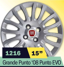 LOT DE 4 ENJOLIVEURS 15'' POUR FIAT GRANDE PUNTO EVO 2008 08 1216