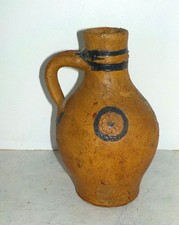 Rare Cruche Alsacienne début 18e gravée de fleurs en grès au sel