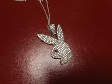 Very Attractive .925 Sterling Silver White Topaz 5.00Grams Bunny Pendant 09 J455