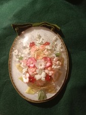 Ancien Cadre Ovale Vintage, Verre Bombé, Decotration Florale