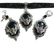 silver black vampire bat cameo