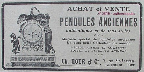Publicite hour pendules - publicite, ch.