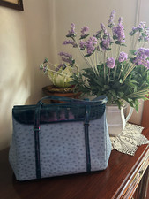 Sac à bandoulière avec miroir bleu bleu Giorgia R. peinture et peau d'autruche