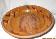 Ancienne coupe sur piédouche en terre cuite vernissée jaspée XIXè