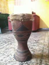 Tam Tam / Tabour Africain de Collection En Bois Et Peau De Chèvre