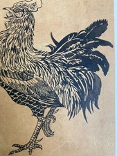 Beau Dessin XIXe Coq Poule
