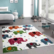 Tapis enfants tapis de jeu carpette de chambre bébé éléphant coloré crème rouge