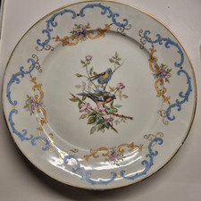SEVRES Porcelaine Signé Daté 1873 Assiette Décor Oiseaux Signed Porcelain 