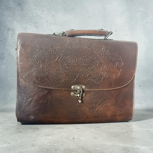 Ancien sac cartable cuir - ancien,