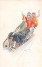 CPA ILLUSTRATEUR / SPORTS D'HIVER / LUGE / NEIGE