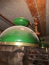 Suspension double de billard en laiton, métal et opaline