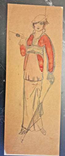 Drawing circa 1910 woman face - circa,