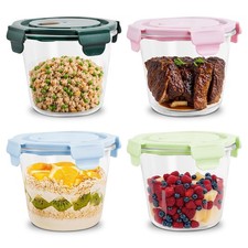 4 Boîtes Alimentaires en Verre avec Couvercle Hermétique, 710ml Boîtes de Con...