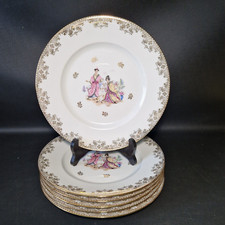 ? 6 assiettes plates en porcelaine Limoges décor Nankin