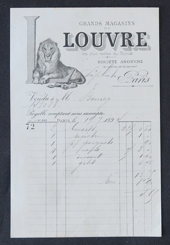 Facture 1894 grands magasins - 1894,