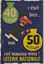 Grove Loterie Nationale Circa 1950 Affiche Originale Économie