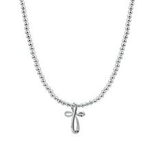 Poli Perles Ruban Croix Argent