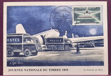 CARTE postale journee du timbre  SERVICE AEROPOSTAL DE NUIT TOULOUSE 1959