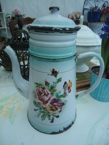 Cafetière émaillée ancienne - cafetiÈre,