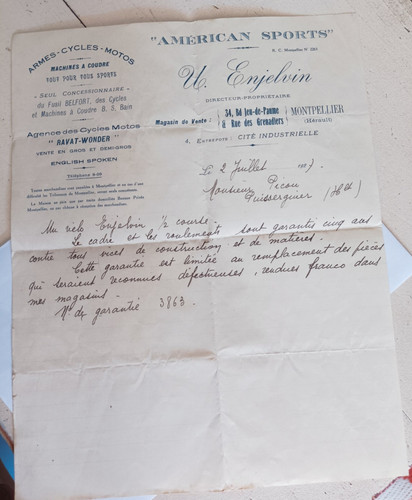 1927 ancienne facture - , et
