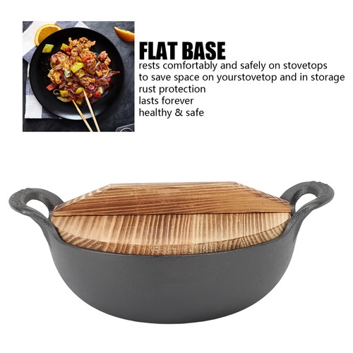 Wok fonte avec couvercle - 1,