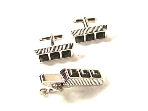 Silvertone black cufflinks - &, &