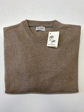 Pull 100 % pur cachemire homme roi cachemire TG M beige fabriqué en Italie