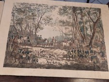 Gravure de Carle Vernet Bataille Napoléonienne polychrome Ancienne