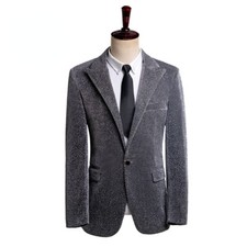 Hommes Paillette Costume Blazer Affaires un Bouton Revers Veste Fête Bal Mariage