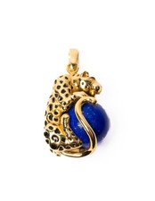 Pendentif/Collier Panthère FAÇON  CARTIER : OR 18 carats/Lapis-Lazuli/Poids 9g.