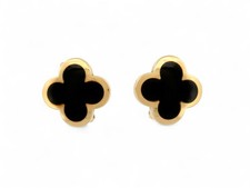 BOUCLES D'OREILLES VAN CLEEF & ARPELS PURE ALHAMBRA EN OR JAUNE & ONYX EARRINGS