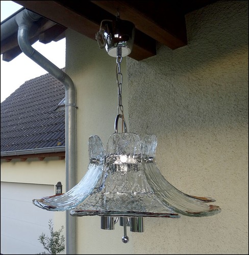 Lampe suspension fleur verre - lampe,