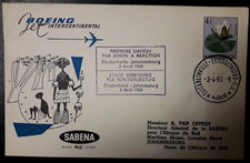 enveloppe premiere liaison par avion à réaction Elisabethville-Johannesburg