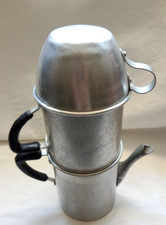 Cafetière italienne aluminium de voyage MUNDUS complete tasse art déco ancien
