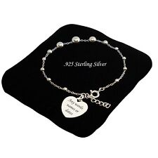 Bracelet Personnalisé Avec Argent Perles & Chaîne, Gravé, 925 Argent Sterling