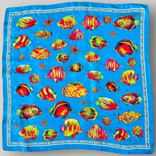 Vintage Italian Designer Enrico Coveri 100% Pure Silk  Square Scarf ,1980s