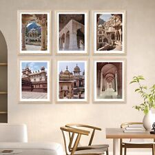 Lot De 6 Mural 'Art Numérique Historique Construction Tableaux pour Vivant Pièce