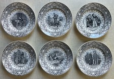 6 ASSIETTES LE JUIF ERRANT E. SUE FAIENCE DAVID JOHNSTON VIEILLARD BORDEAUX XIXe