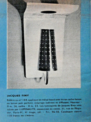 Publicité 1955 applique - applique, en
