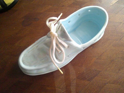Chaussure faience bleue - faience, 17cm