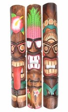 3 Masques Muraux Tiki 100CM 3 Masques Tiki Dans Le Style Hawaïen De Maui Neuf