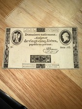 ASSIGNAT DE VINGT CINQ LIVRES DOMAINES NATIONAUX