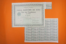 COMPAGNIE UNIVERSELLE DU CANAL MARITIME DE SUEZ PART DE FONDATEUR PARIS 1858