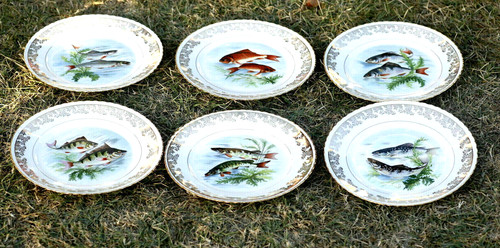 Lot assiettes poisson - 6,