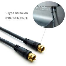  RG6 Coaxial Cable Black Gold Plated 25 Foot F-Connector Type Shielded, Screw-on
