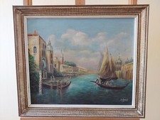 Grand Tableau Peinture Grand Canal De Venise Signée Madeleine RENAUD