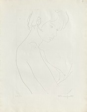 BONNEFOIT Alain - Grande gravure signée - 66 x 51 cm - portrait nu féminin woman