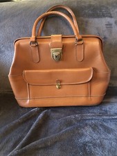 Sac à Main Sacoche Cartable en Cuir Fauve Vintage