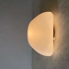 Applique murale plafonnier carré 20 cm verre blanc mat 1960 1970  LAMP-7459